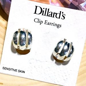 Dillards Silvertone clip on earrings
